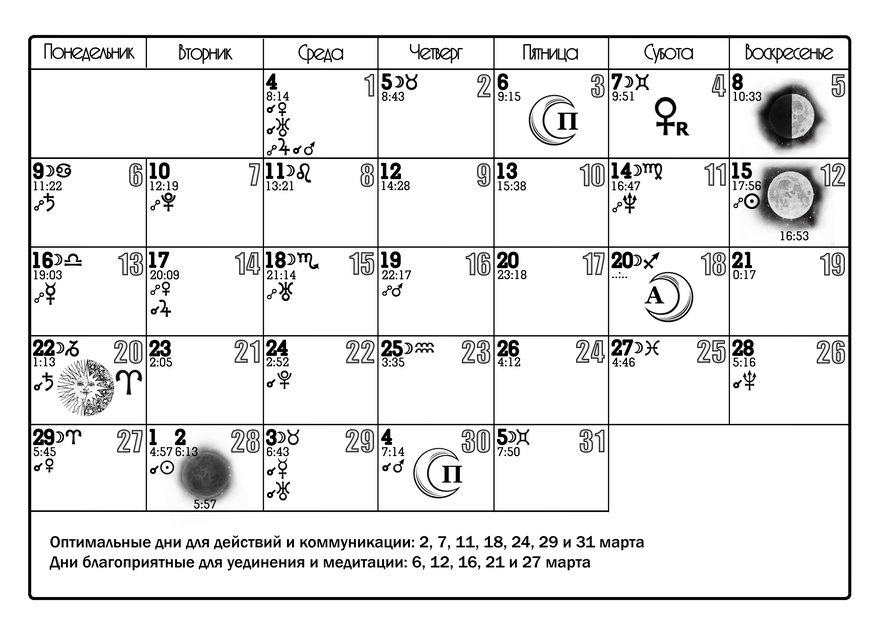Лунный календарь на февраль